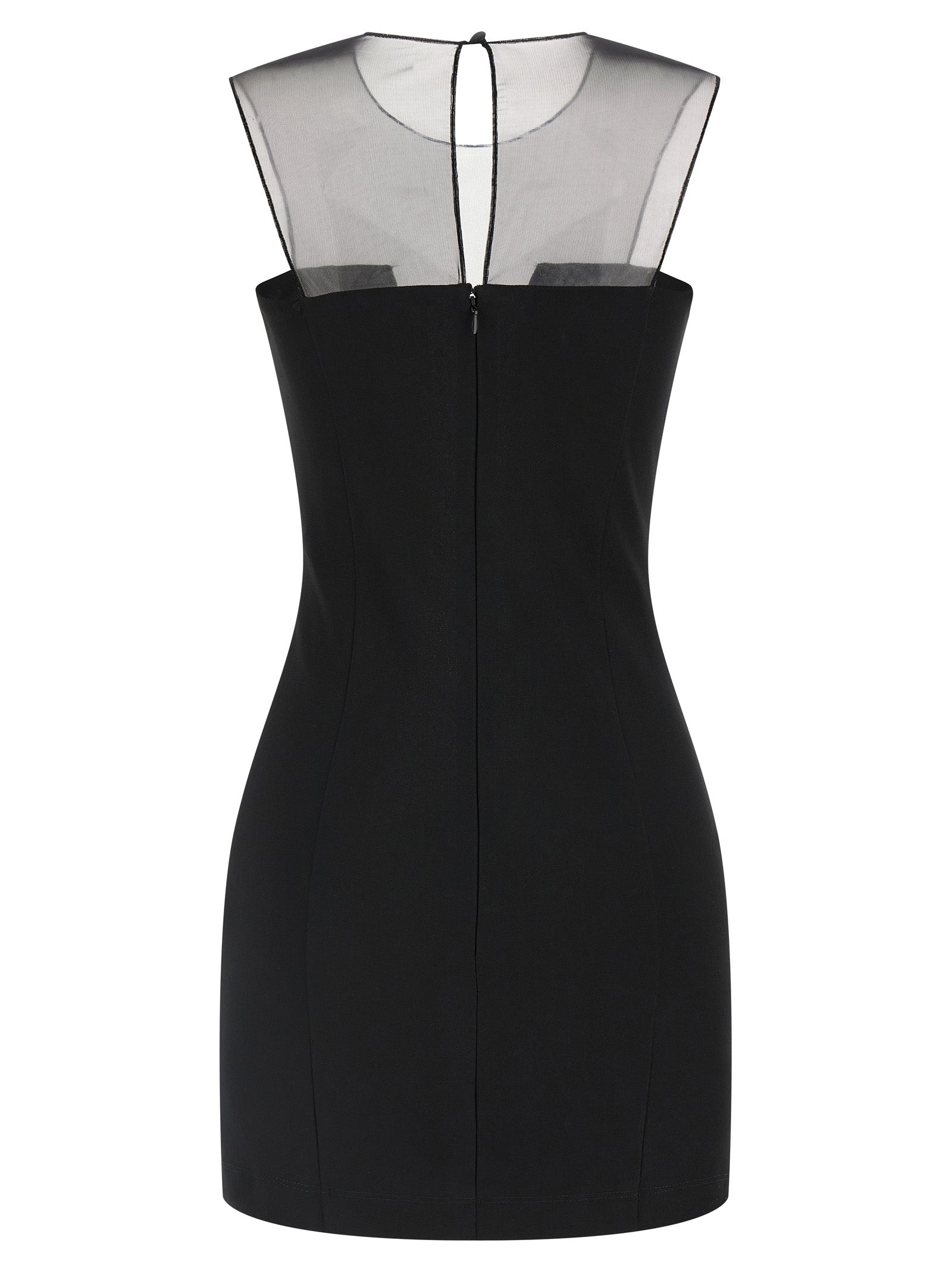Dress by Nensi Dojaka for women in stretch viscose polyester black features a dramatic silhouette, showcasing an elegant asymmetric neckline and that flows into a dramatic short.