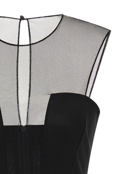 Dress by Nensi Dojaka for women in stretch viscose polyester black features an eye catching silhouette with a sophisticated asymmetric neckline, elegant , and a refined short for a eye catching aesthetic.
