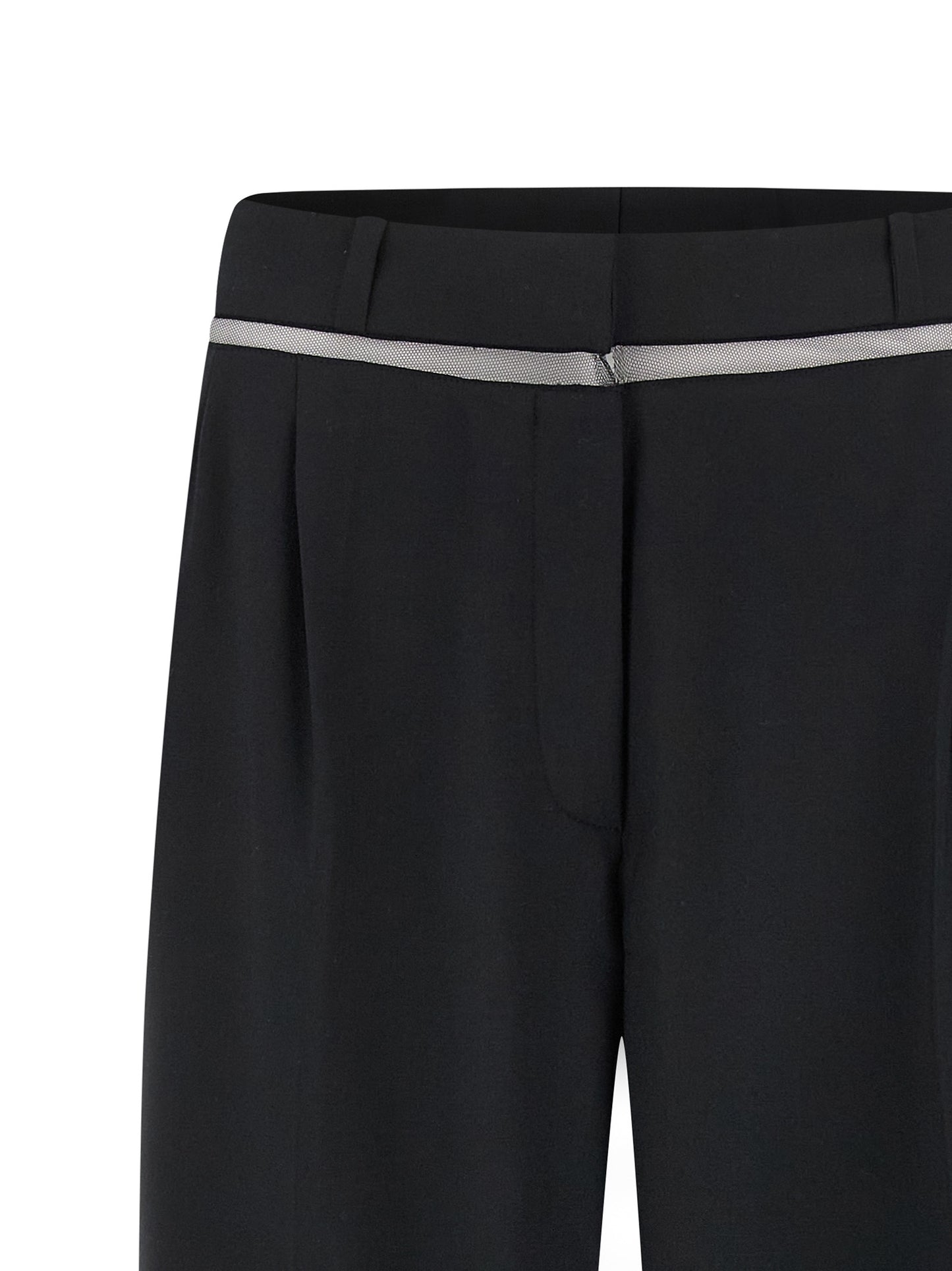 Casual Pants by Nensi Dojaka for women in polyester & virgin wool black & transparent features a refined silhouette with a refined straight-leg, defined by a and a refined long for a refined finish.