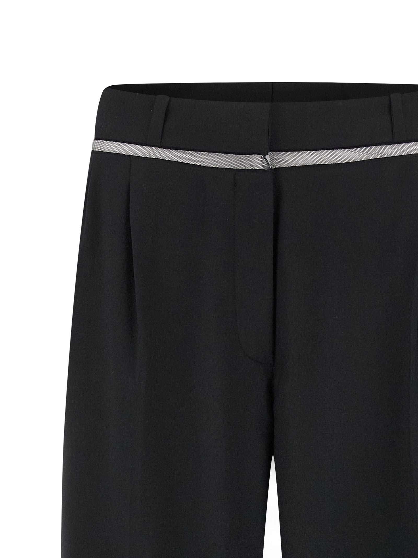 Casual Pants by Nensi Dojaka for women in polyester & virgin wool black & transparent features a refined silhouette with a refined straight-leg, defined by a and a refined long for a refined finish.