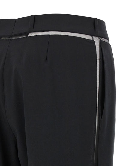 Casual Pants by Nensi Dojaka for women in polyester & virgin wool black & transparent presents a refined pantology silhouette, artfully defined by a refined pantology straight-leg, long, and a sophisticated .