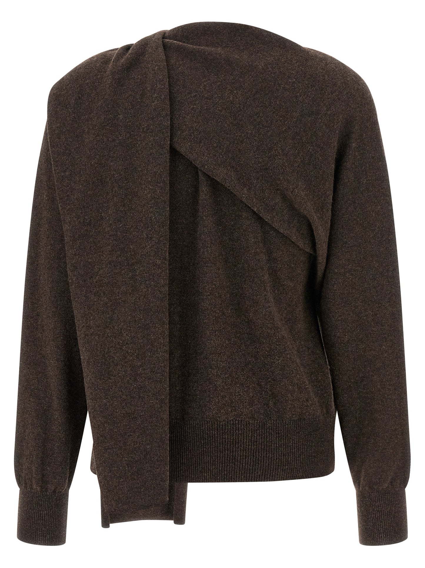 Cardigan by Ferragamo for women in cashmere brown showcases a captivating silhouette, artfully detailed with a captivating and crew neckline for a truly sophisticated captivating look.