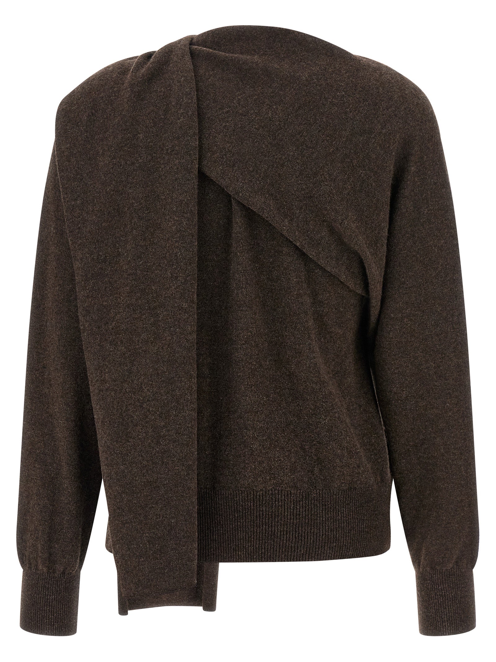Cardigan by Ferragamo for women in cashmere brown showcases a captivating silhouette, artfully detailed with a captivating and crew neckline for a truly sophisticated captivating look.