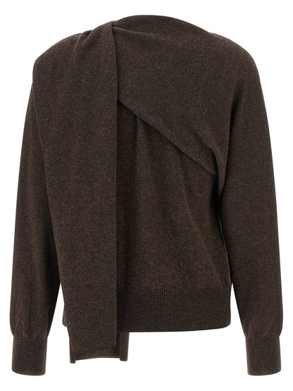 Cardigan by Ferragamo for women in cashmere brown showcases a captivating silhouette, artfully detailed with a captivating and crew neckline for a truly sophisticated captivating look.