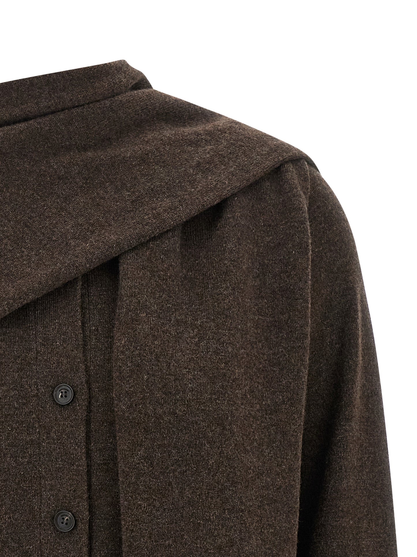 Cardigan by Ferragamo for women in cashmere brown features an crisp silhouette, showcasing a sophisticated crew neckline and detail for a truly crisp finish.