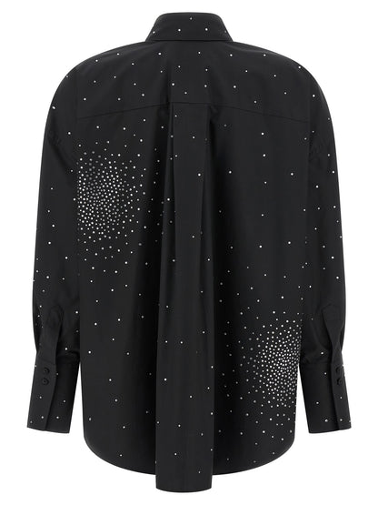 Blouse by Giuseppe Di Morabito for women in cotton & rhinestone black showcases a sublime silhouette, artfully detailed with a sublime and for a sophisticated, sublime finish.