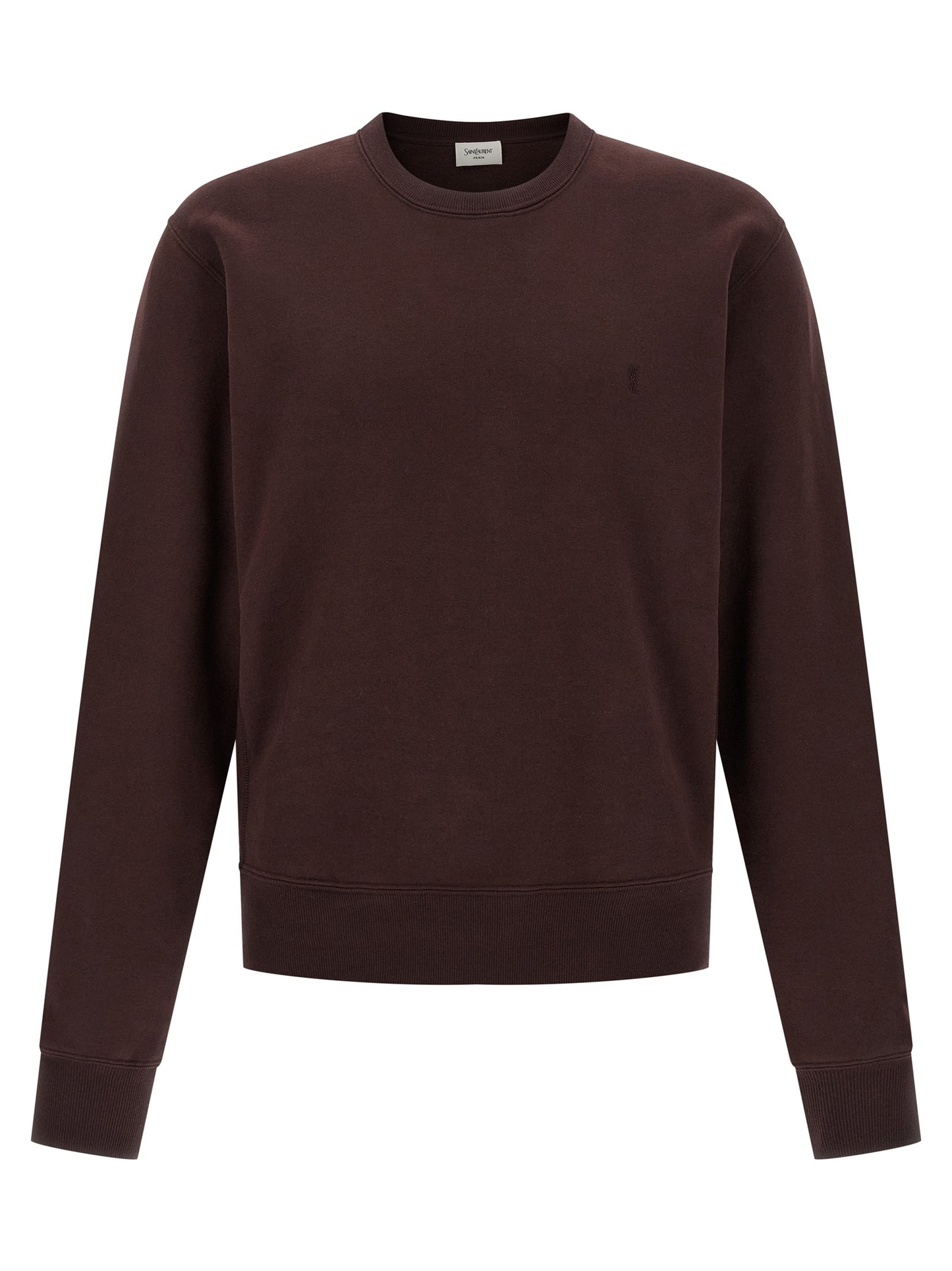 Sweatshirt by Saint Laurent for men in cotton bordeaux features an exquisite silhouette, showcasing long-sleeve and crew neckline details for a exquisite look.