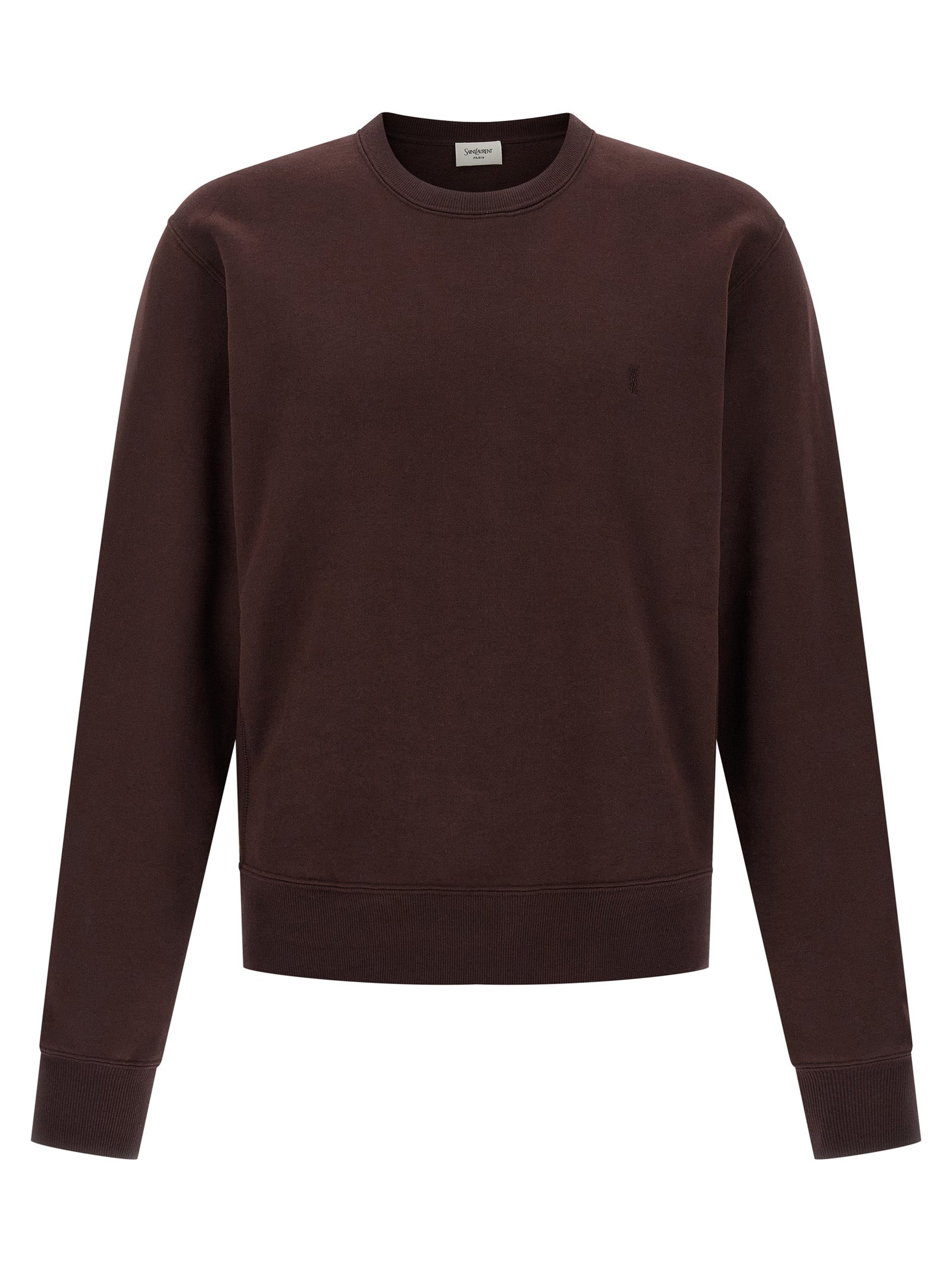 Sweatshirt by Saint Laurent for men in cotton bordeaux features an exquisite silhouette, showcasing long-sleeve and crew neckline details for a exquisite look.