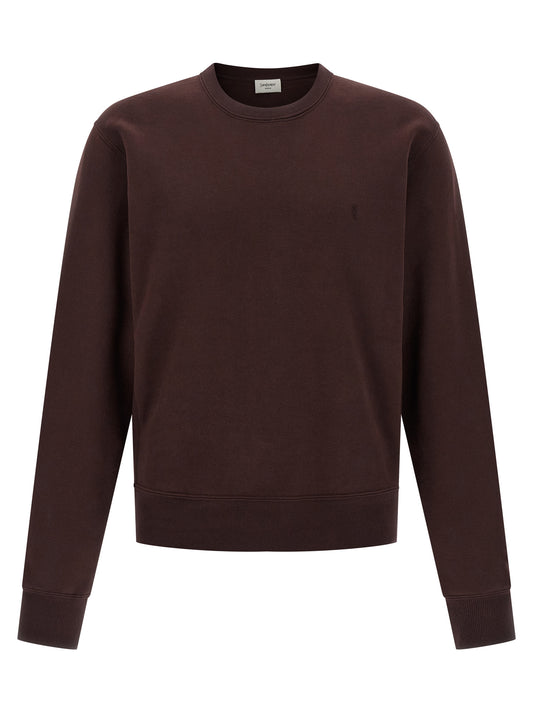 Sweatshirt by Saint Laurent for men in cotton bordeaux features an exquisite silhouette, showcasing long-sleeve and crew neckline details for a exquisite look.