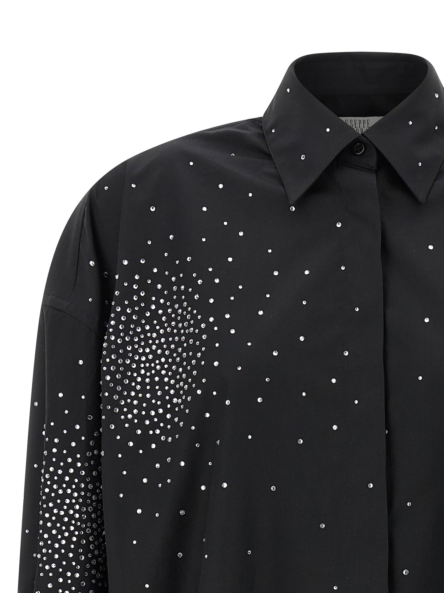Blouse by Giuseppe Di Morabito for women in cotton & rhinestone black presents a discerning silhouette, showcasing a sophisticated and for a truly discerning finish.