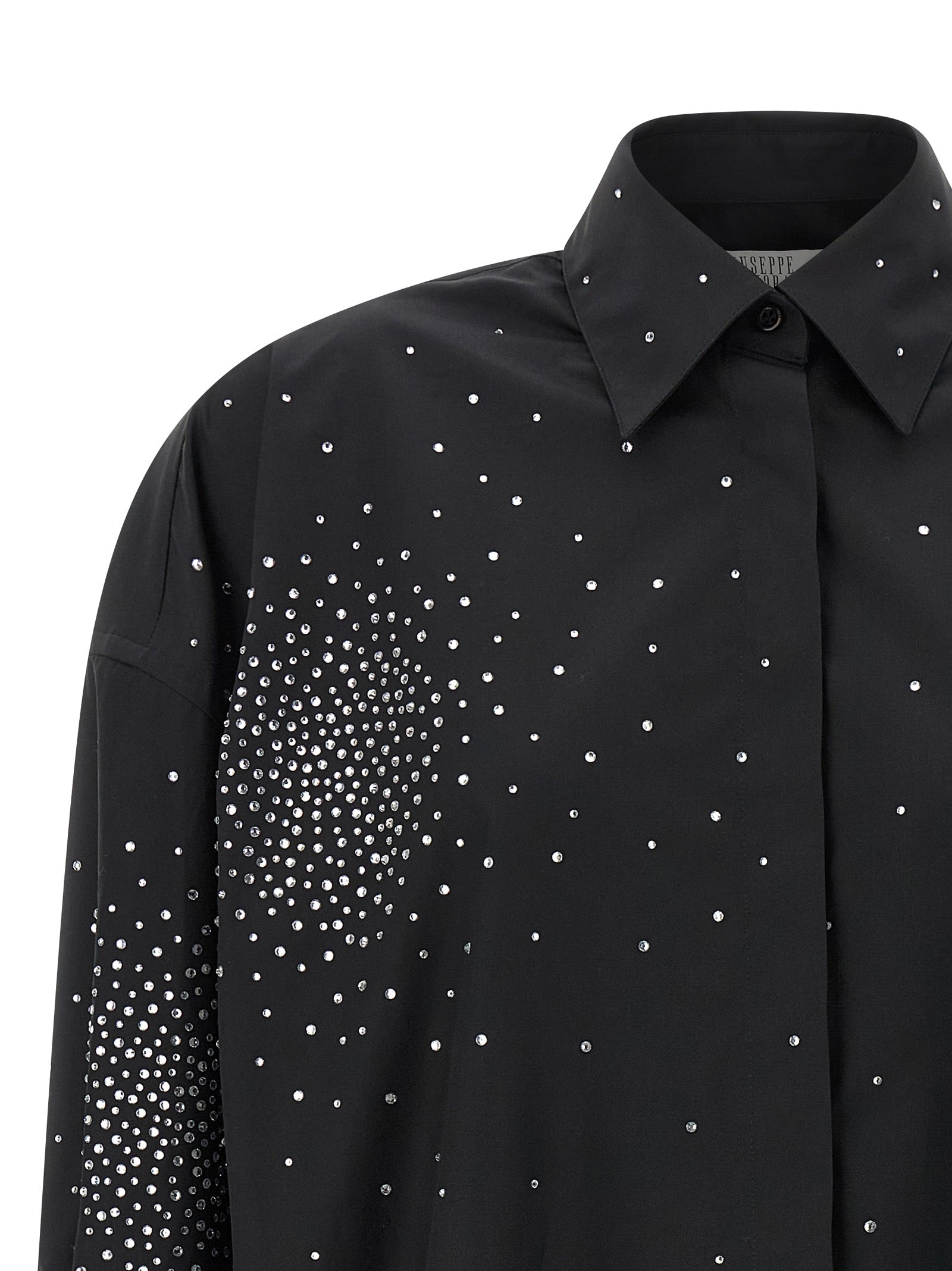 Blouse by Giuseppe Di Morabito for women in cotton & rhinestone black presents a discerning silhouette, showcasing a sophisticated and for a truly discerning finish.