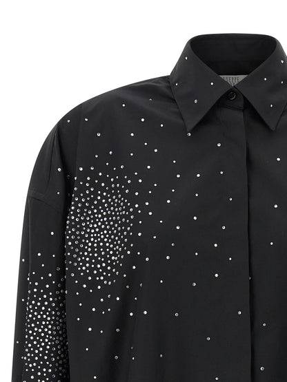 Blouse by Giuseppe Di Morabito for women in cotton & rhinestone black presents a discerning silhouette, showcasing a sophisticated and for a truly discerning finish.