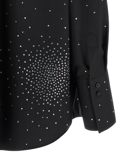 Blouse by Giuseppe Di Morabito for women in cotton & rhinestone black, featuring a nuanced and nuanced for a sophisticated finish.