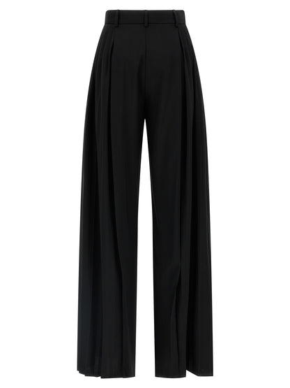 Trousers by Giuseppe Di Morabito for women in canvas & virgin wool black features a tailored silhouette with a tailored wide, defined by its long and a sophisticated high rise.