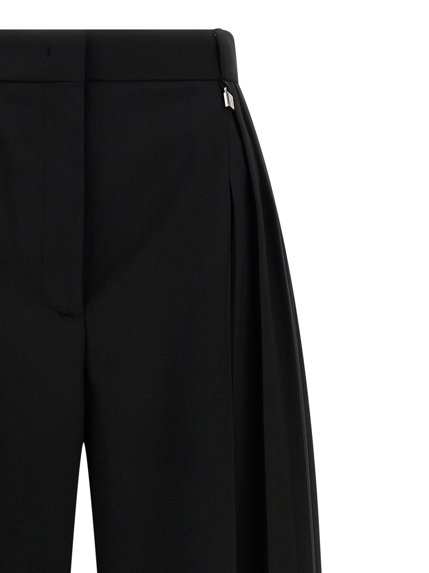 Trousers by Giuseppe Di Morabito for women in canvas & virgin wool black features an on trend silhouette, showcasing a sophisticated wide with a long and high rise for an on trend finish.