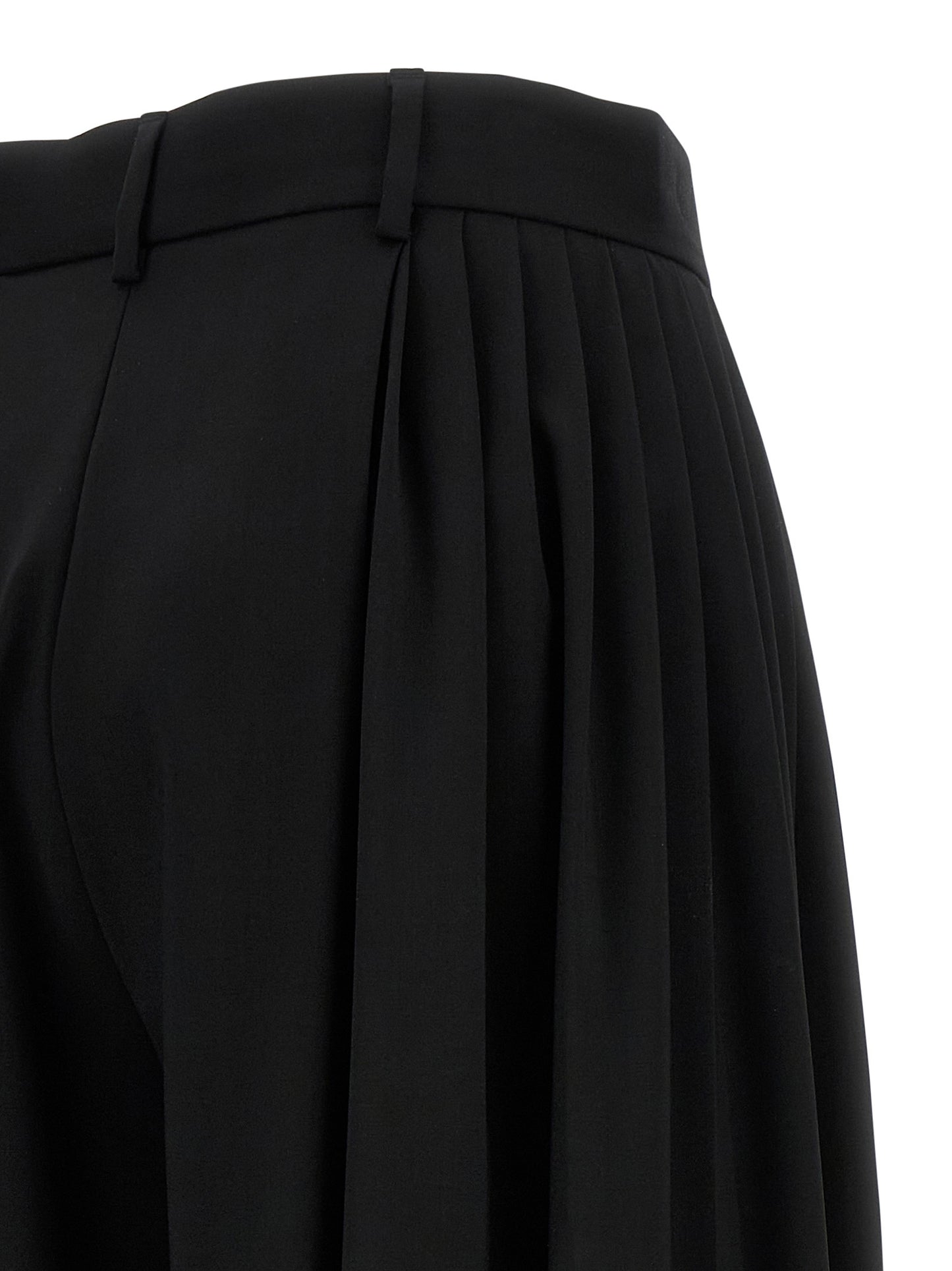 Trousers by Giuseppe Di Morabito for women in canvas & virgin wool black features an sartorial silhouette, showcasing a precise wide and long with a sartorial high rise for a refined look.