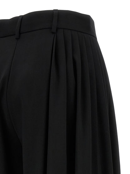 Trousers by Giuseppe Di Morabito for women in canvas & virgin wool black features an sartorial silhouette, showcasing a precise wide and long with a sartorial high rise for a refined look.
