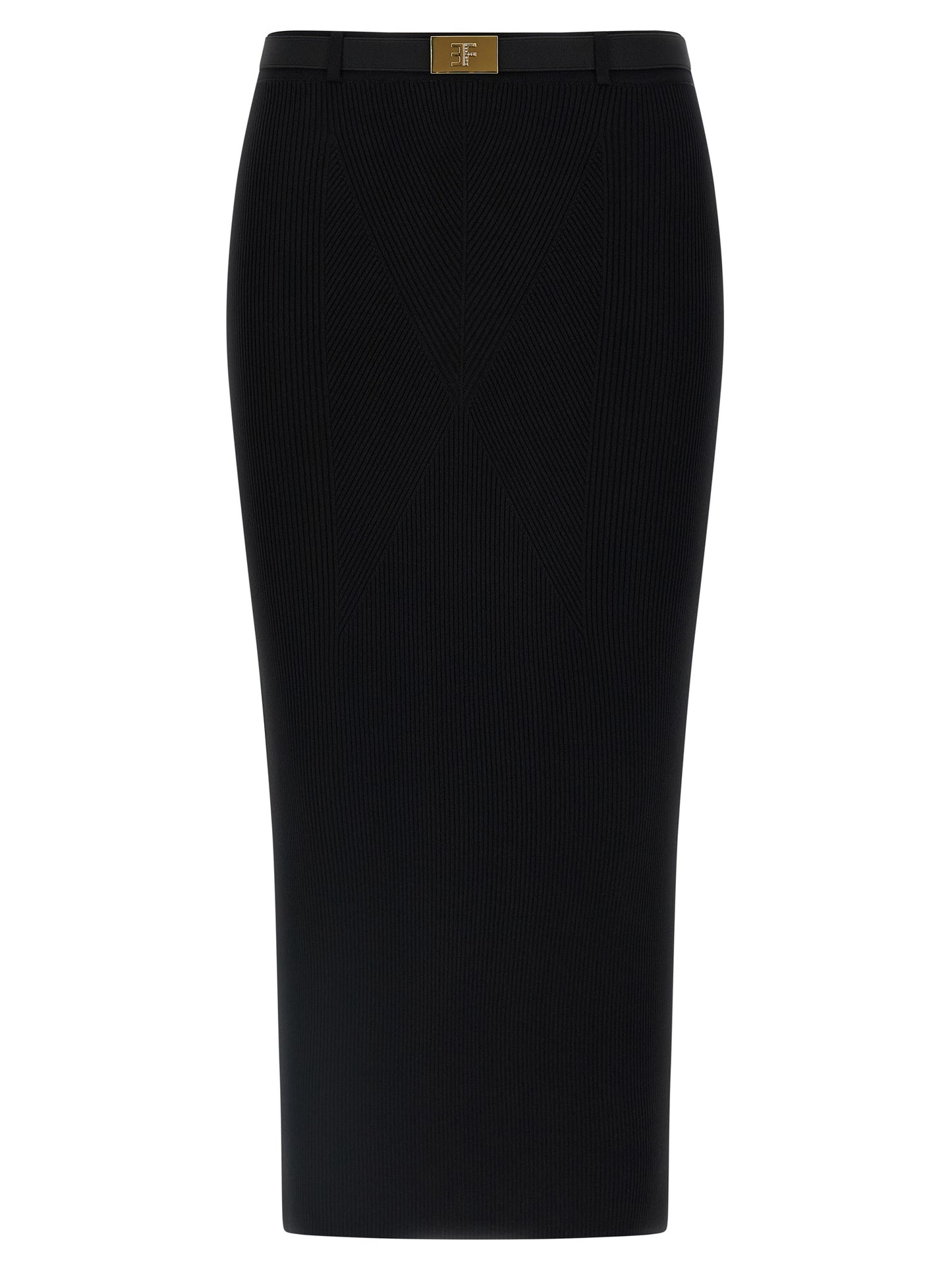 Skirt by Elisabetta Franchi for women in viscose & polyamide black features a captivating silhouette, showcasing the captivating Women's Viscose & Polyamide Midi Skirt design with a sophisticated midi for a captivating look.