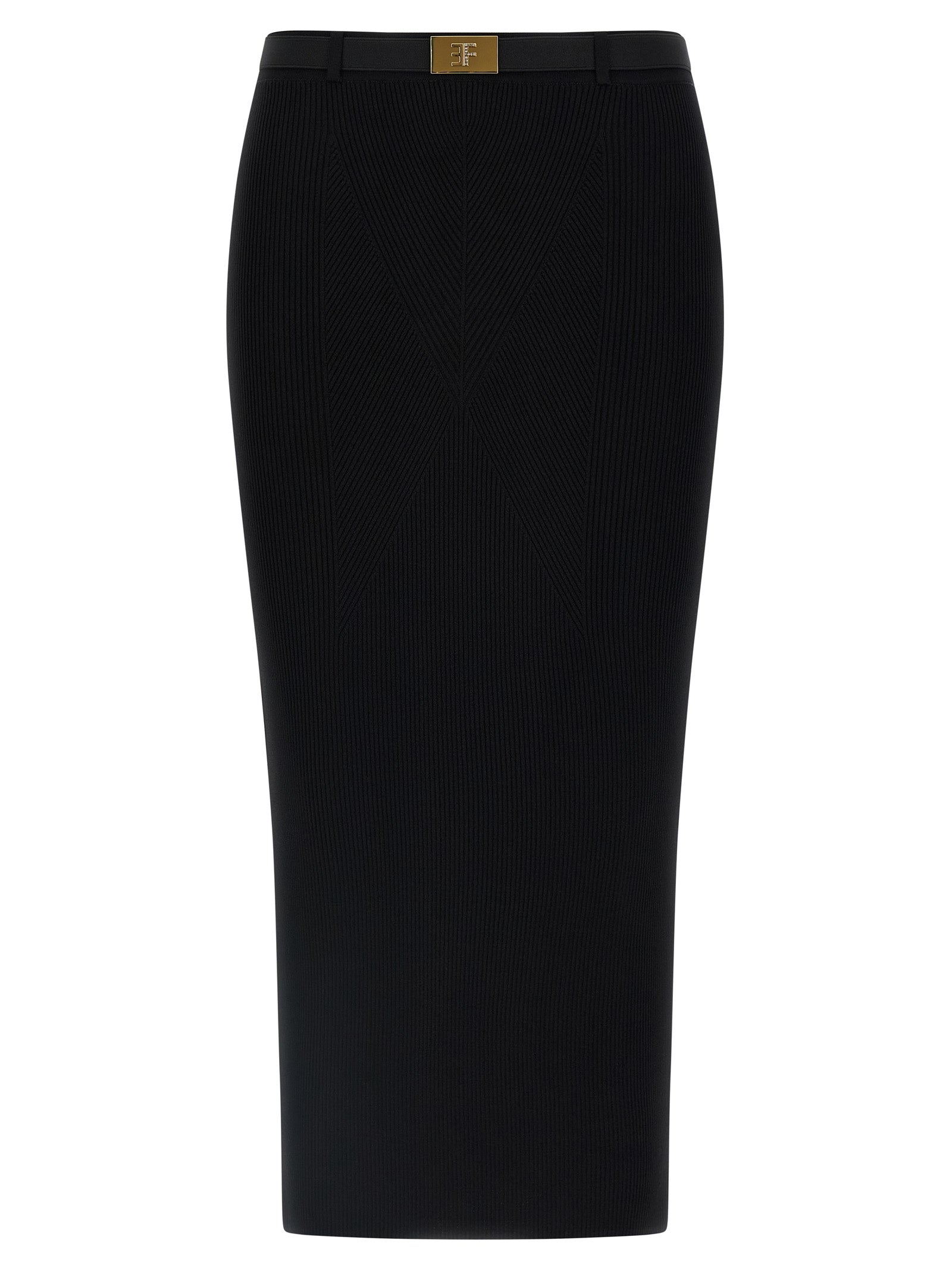 Skirt by Elisabetta Franchi for women in viscose & polyamide black features a captivating silhouette, showcasing the captivating Women's Viscose & Polyamide Midi Skirt design with a sophisticated midi for a captivating look.