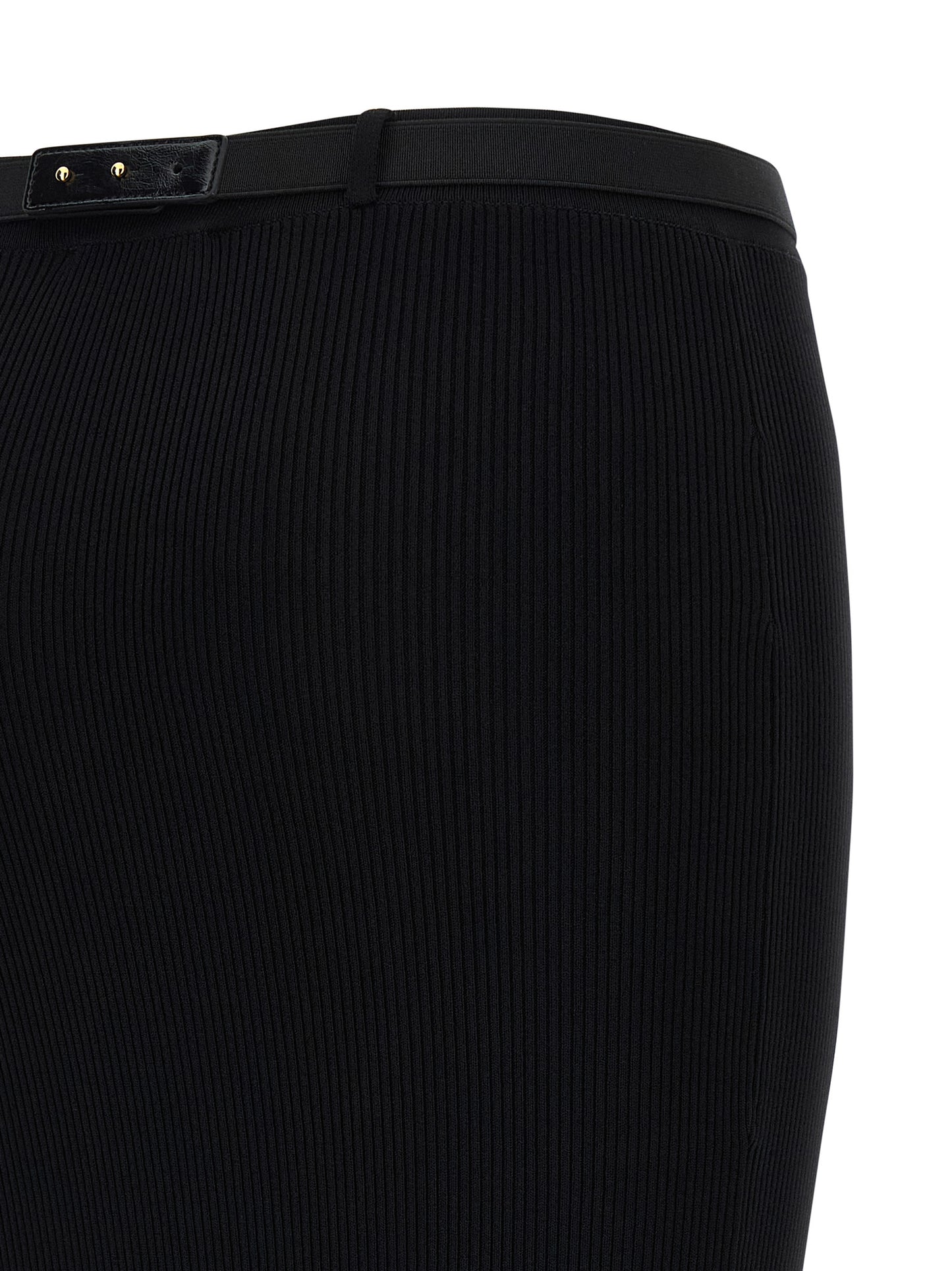 Skirt by Elisabetta Franchi for women in viscose & polyamide black features an relaxed-yet-refined silhouette that elegantly showcases the Women's Viscose & Polyamide Midi Skirt design and sophisticated midi.