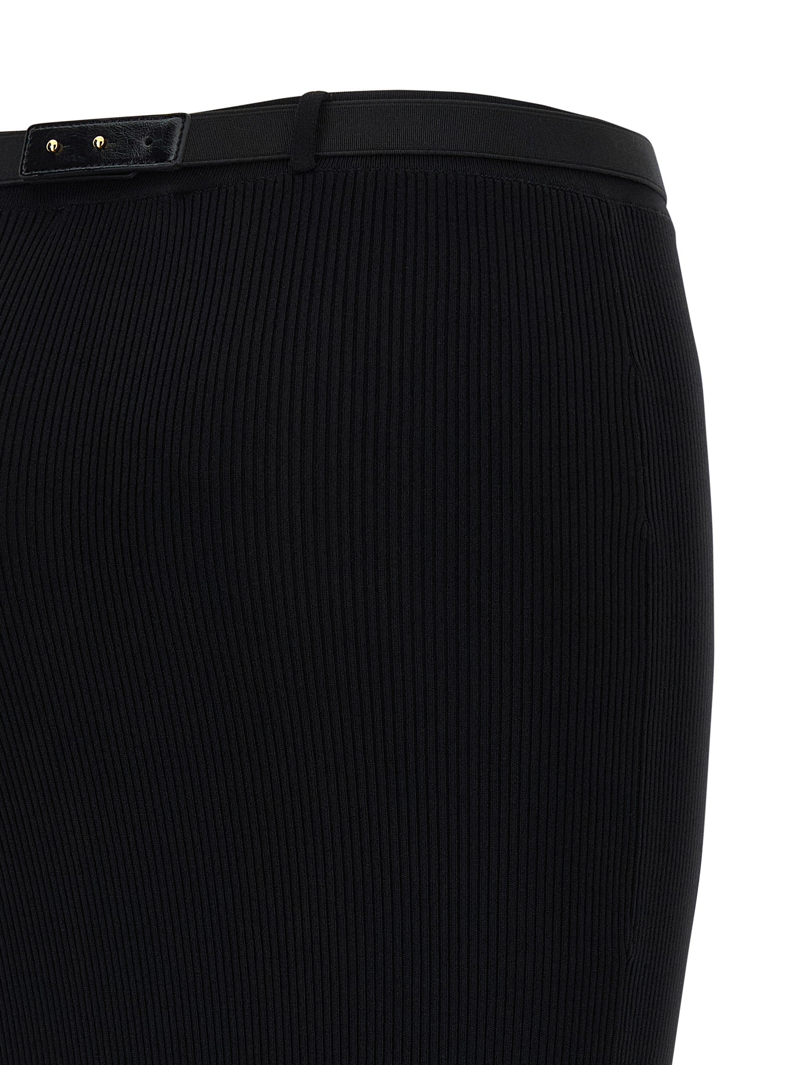 Skirt by Elisabetta Franchi for women in viscose & polyamide black features an relaxed-yet-refined silhouette that elegantly showcases the Women's Viscose & Polyamide Midi Skirt design and sophisticated midi.