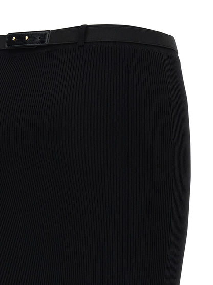 Skirt by Elisabetta Franchi for women in viscose & polyamide black features an relaxed-yet-refined silhouette that elegantly showcases the Women's Viscose & Polyamide Midi Skirt design and sophisticated midi.