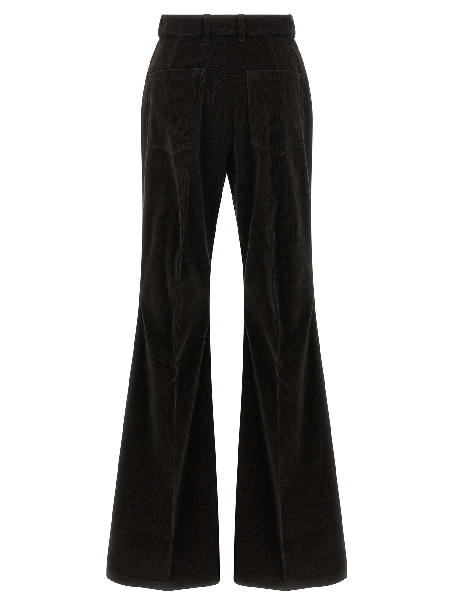 Ferragamo Women's Flared High Rise Stretch Cotton Velvet Trousers - Brown Striped