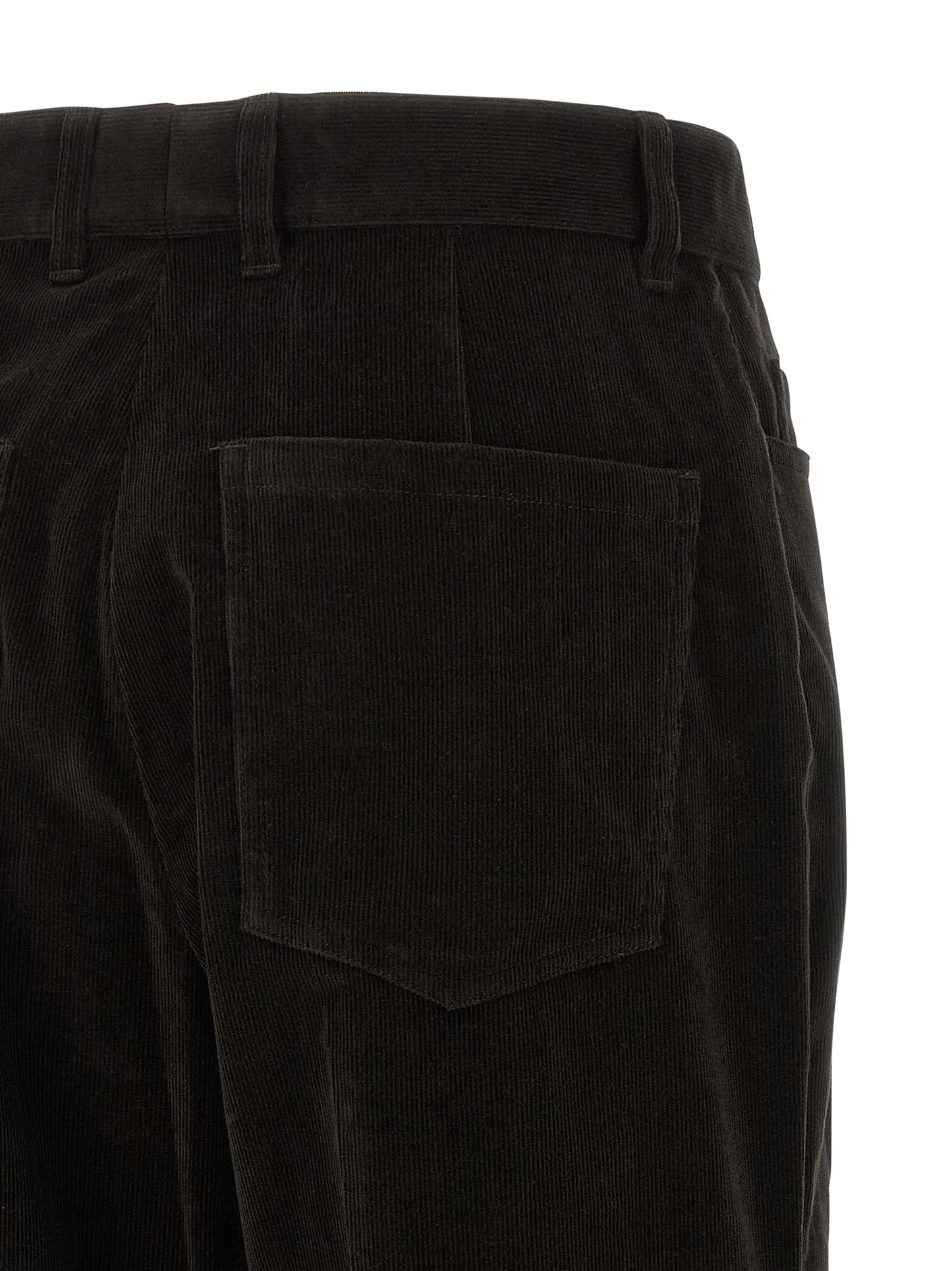 Ferragamo Women's Flared High Rise Stretch Cotton Velvet Trousers - Brown Striped