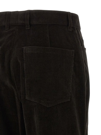 Ferragamo Women's Flared High Rise Stretch Cotton Velvet Trousers - Brown Striped