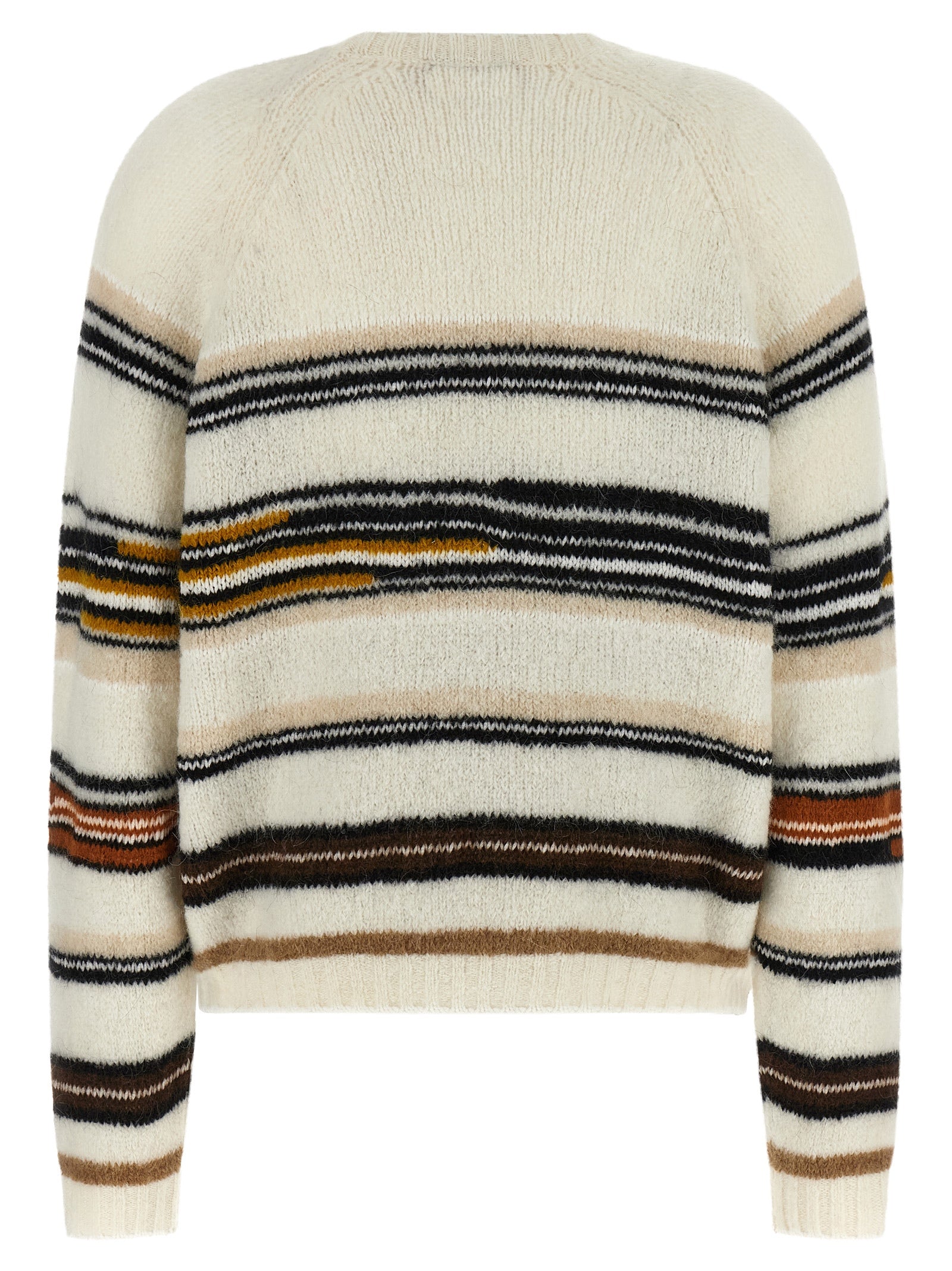 Cardigan by Missoni for women in mohair poly cotton & alpaca wool white, patterned & striped showcases a luxurious silhouette, meticulously detailed with a sophisticated crew neckline and for a refined finish.