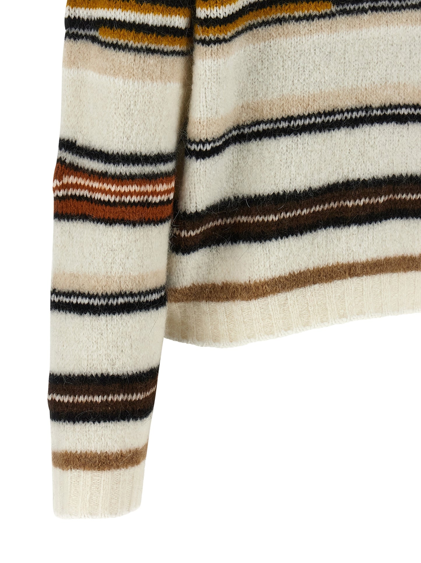 Cardigan by Missoni for women in mohair poly cotton & alpaca wool white, patterned & striped showcases a captivating silhouette, artfully detailed with a captivating and for a truly sophisticated captivating look.