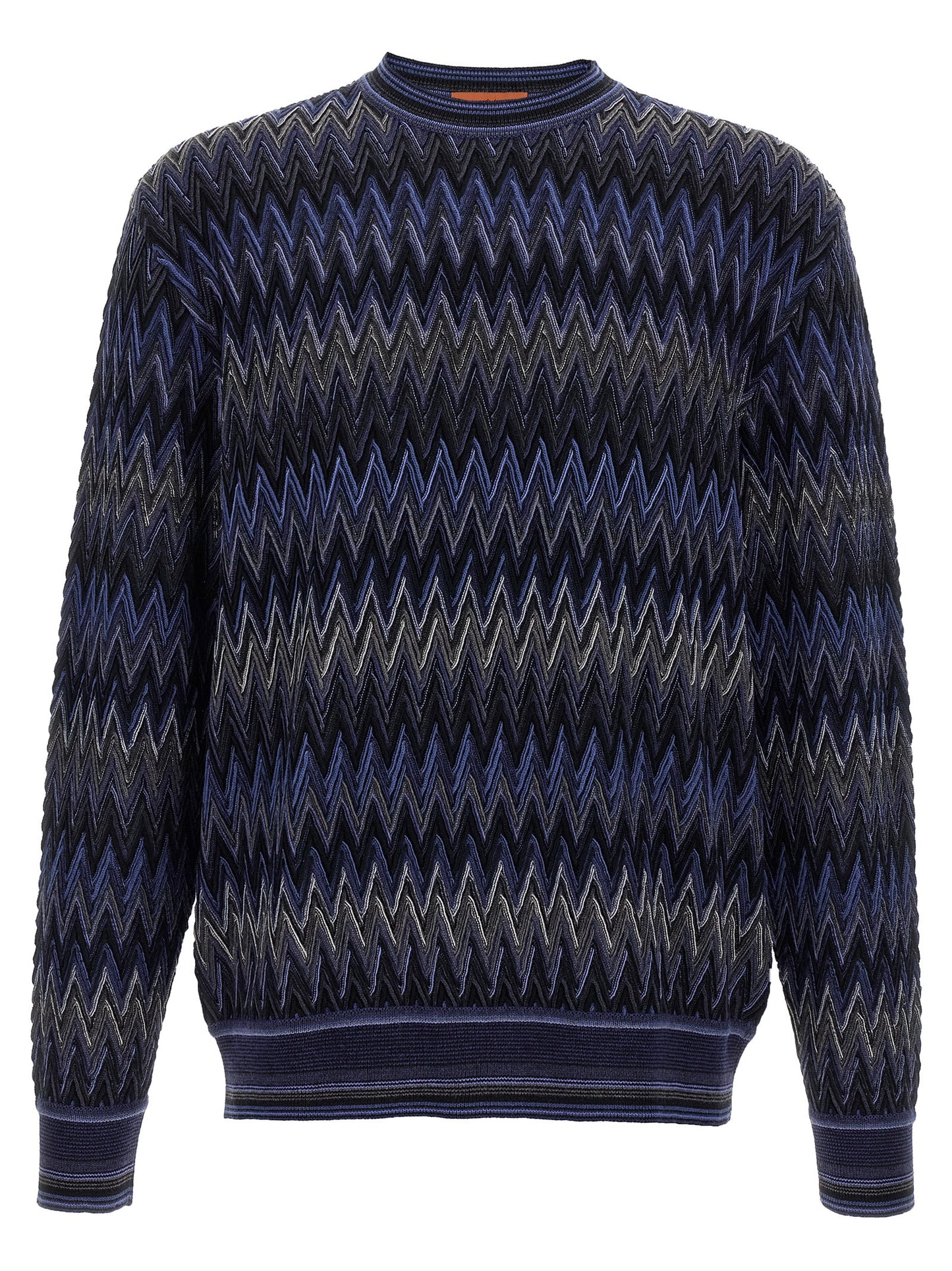 Cardigan by Missoni for men in wool blue & patterned features an crisp silhouette, showcasing a sophisticated crew neckline and detail for a truly crisp finish.