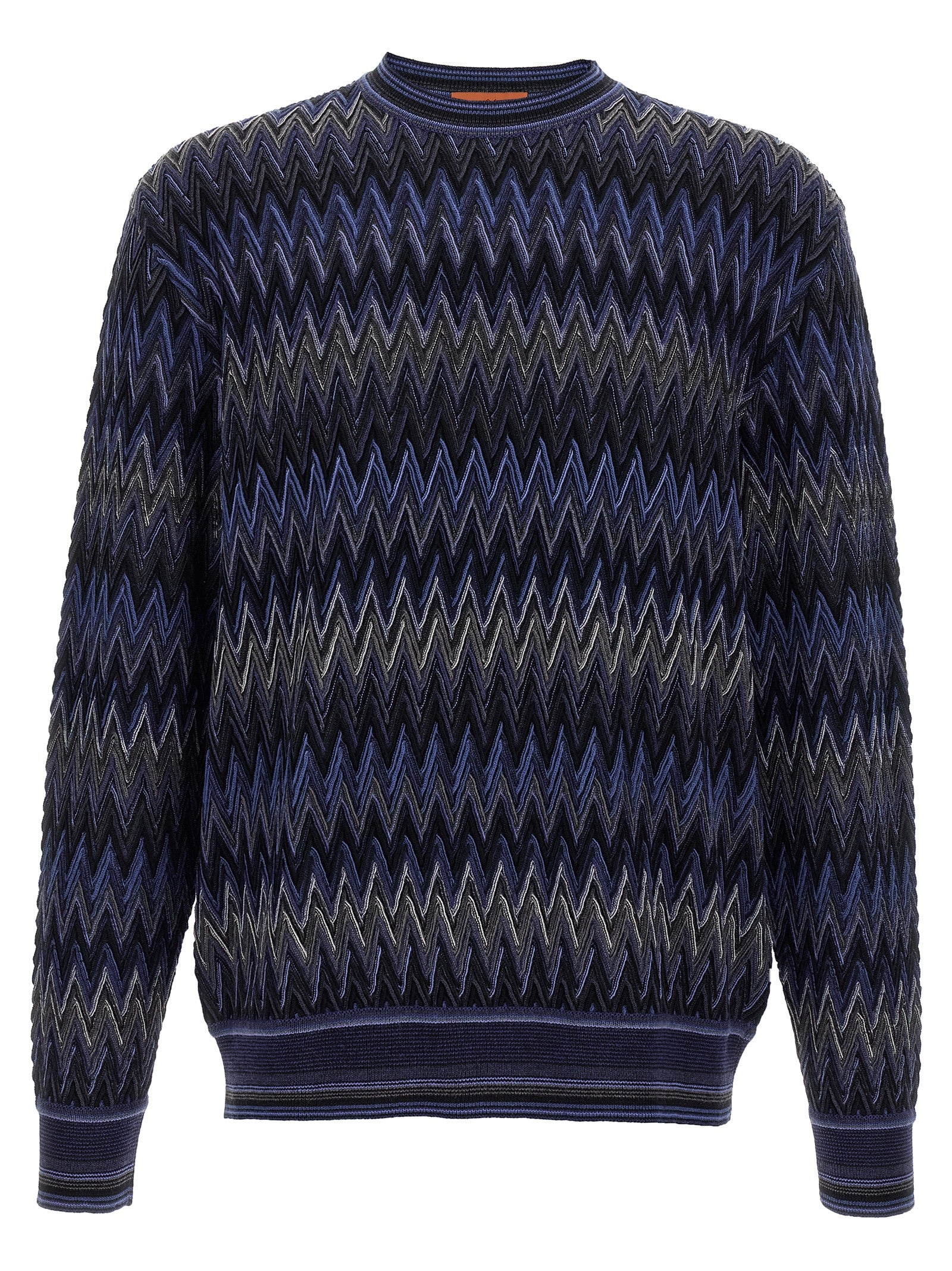 Cardigan by Missoni for men in wool blue & patterned features an crisp silhouette, showcasing a sophisticated crew neckline and detail for a truly crisp finish.