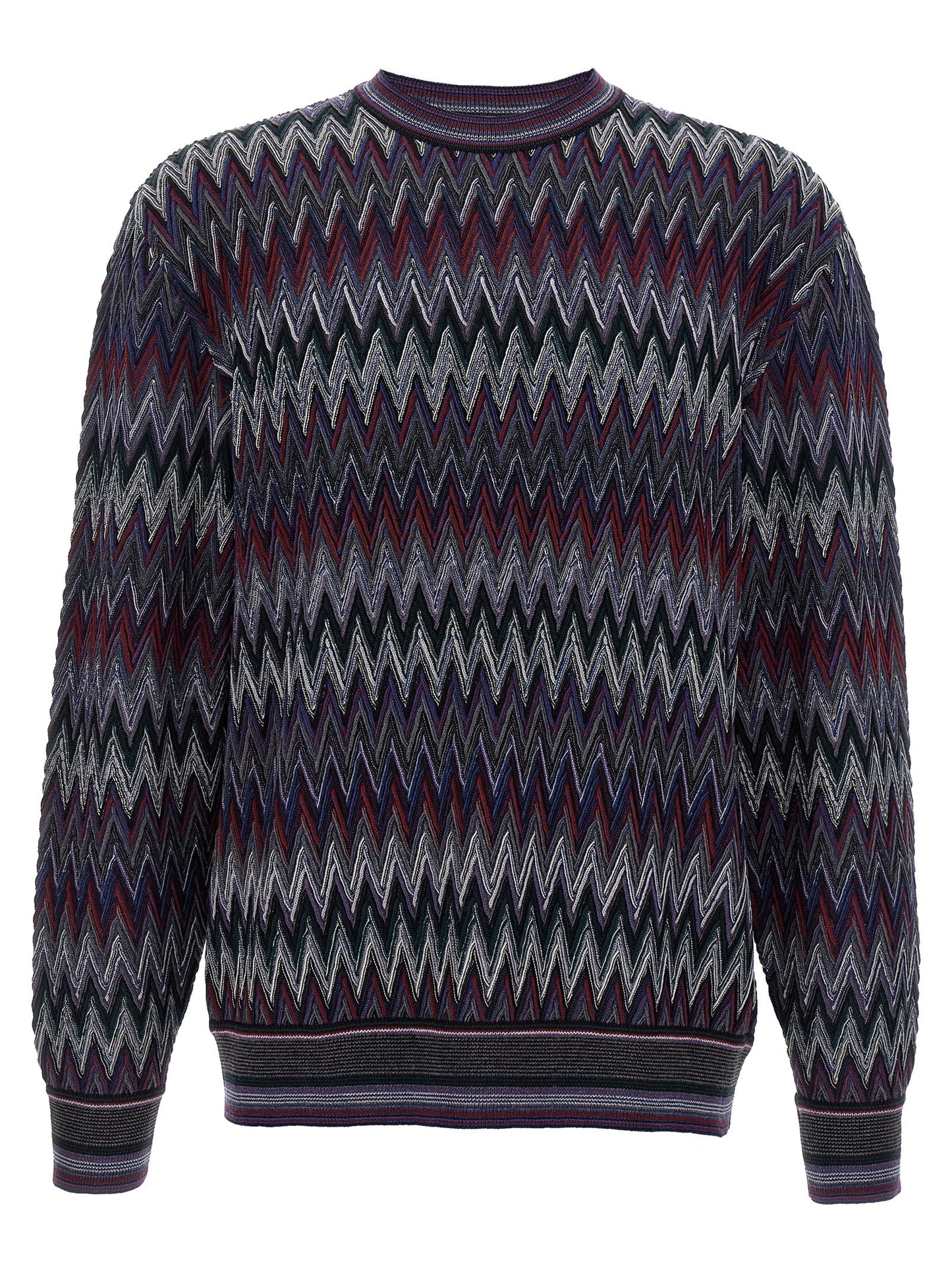 Cardigan by Missoni for men in wool blue & patterned features a nuanced silhouette with a refined crew neckline and nuanced detailing for a sophisticated look.