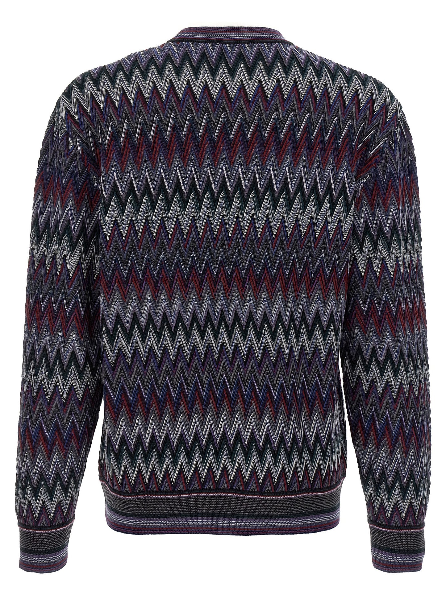 Cardigan by Missoni for men in wool blue & patterned features an impeccable silhouette, showcasing a sophisticated crew neckline and detail for a truly impeccable finish.