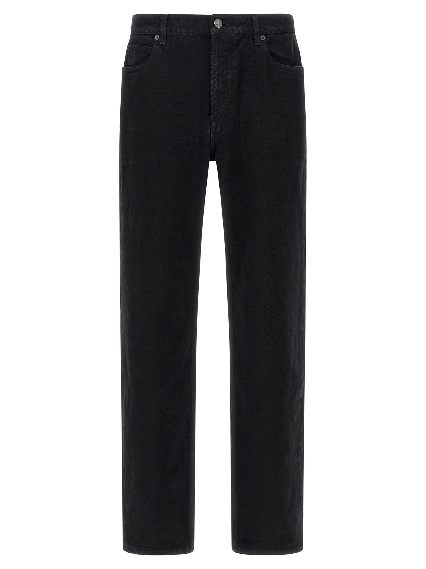 Jeans by Saint Laurent for men in denim cotton black features an sartorial straight-leg and long with a cut for a sartorial finish.
