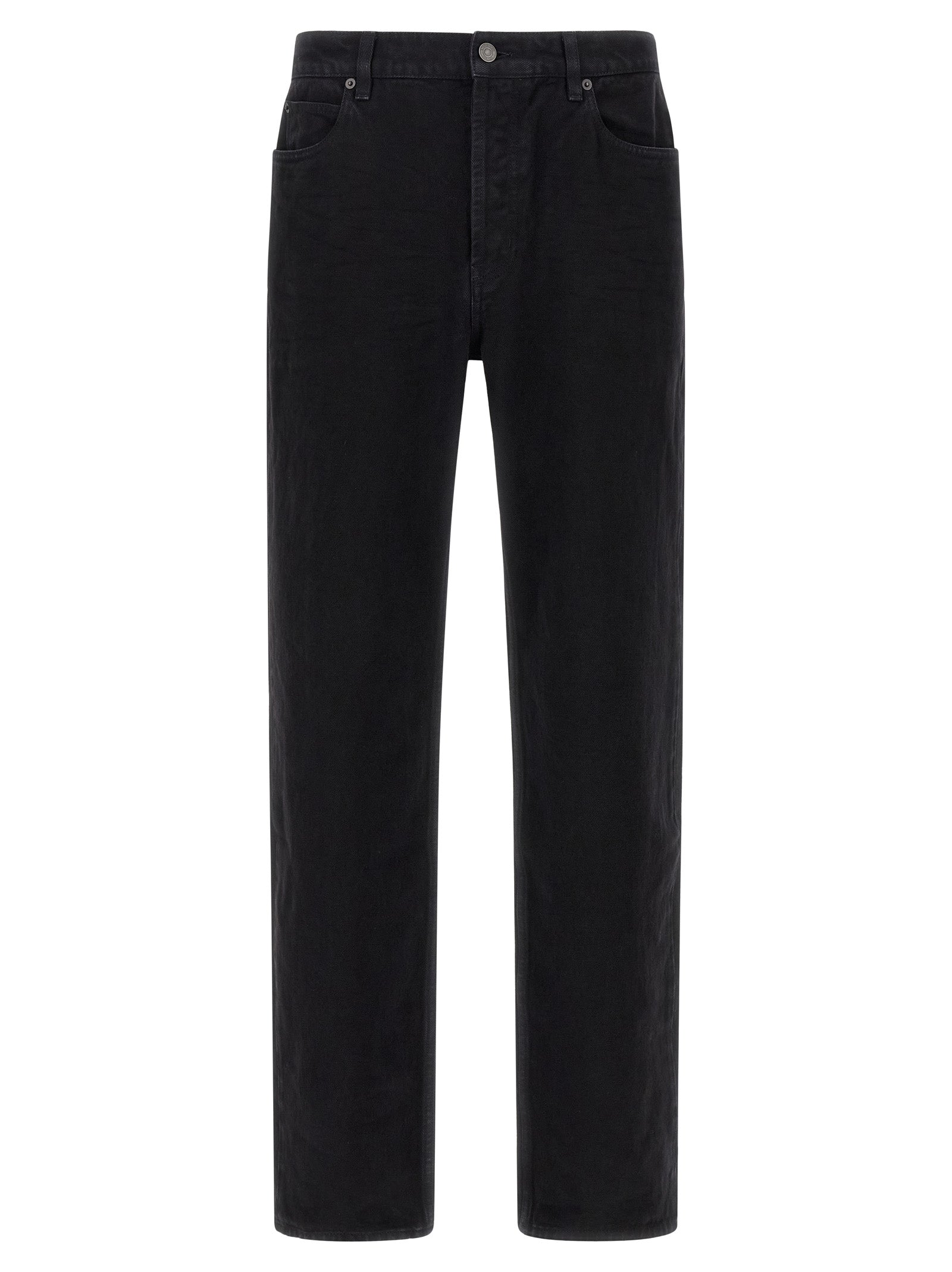 Jeans by Saint Laurent for men in denim cotton black features an sartorial straight-leg and long with a cut for a sartorial finish.