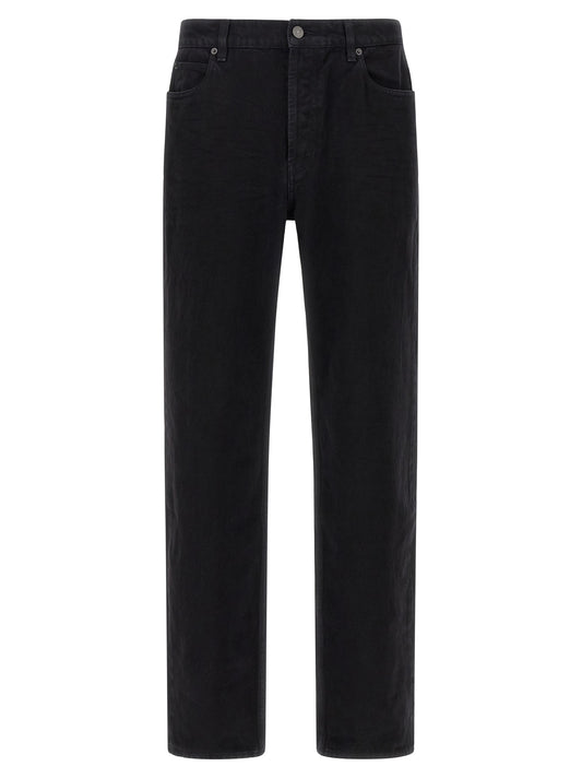 Jeans by Saint Laurent for men in denim cotton black features an sartorial straight-leg and long with a cut for a sartorial finish.
