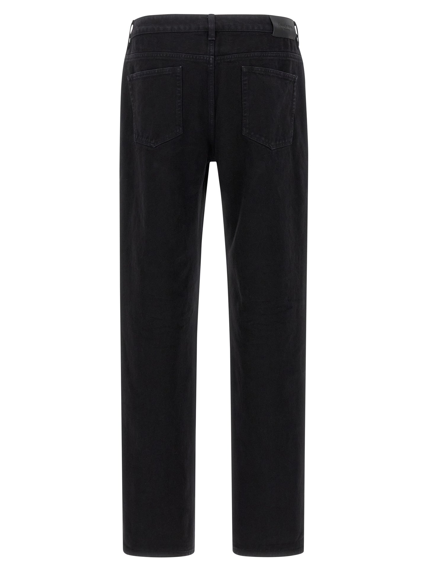 Jeans by Saint Laurent for men in denim cotton black presents a refined pantology silhouette, artfully defined by a refined pantology straight-leg, long, and a sophisticated .