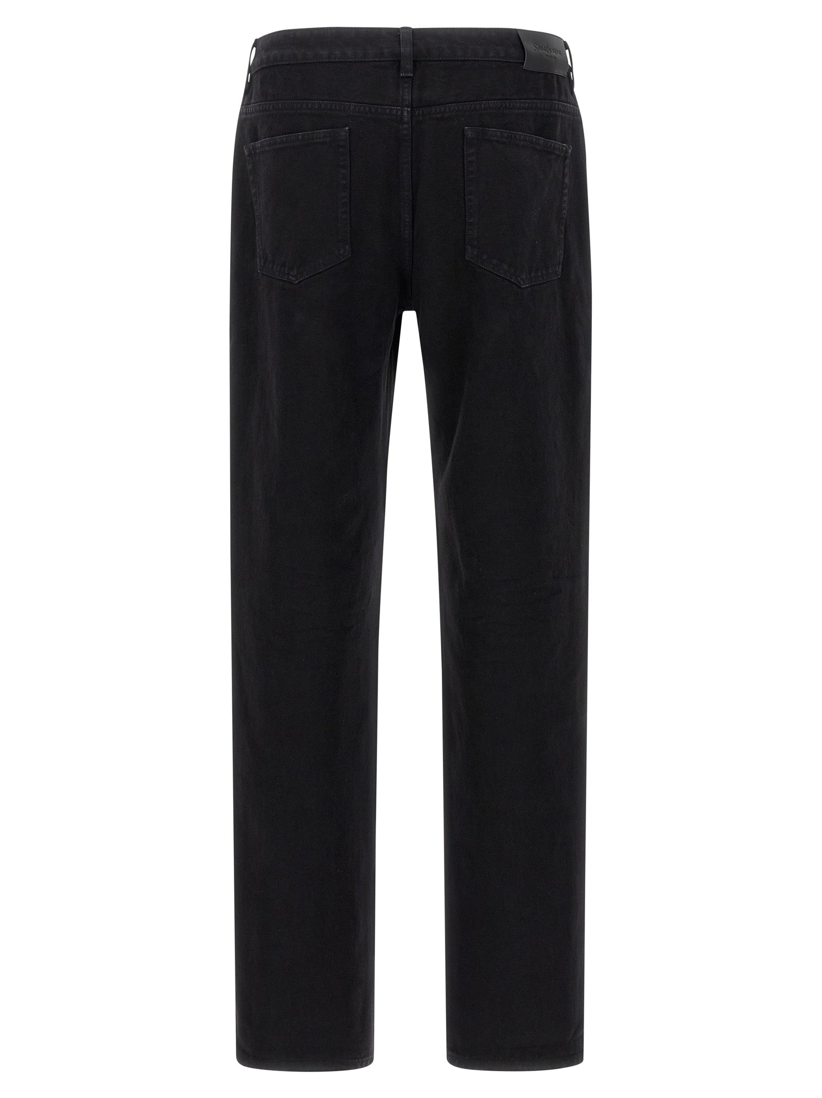 Jeans by Saint Laurent for men in denim cotton black presents a refined pantology silhouette, artfully defined by a refined pantology straight-leg, long, and a sophisticated .
