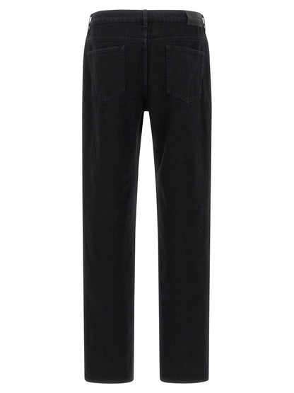 Jeans by Saint Laurent for men in denim cotton black presents a refined pantology silhouette, artfully defined by a refined pantology straight-leg, long, and a sophisticated .
