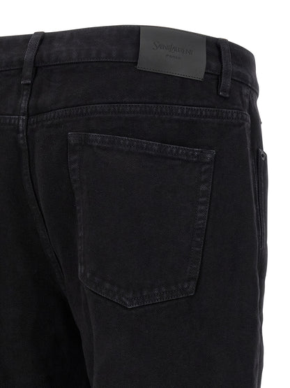 Jeans by Saint Laurent for men in denim cotton black features an sophisticated and straight-leg with a precise long, creating a sophisticated and sophisticated silhouette.