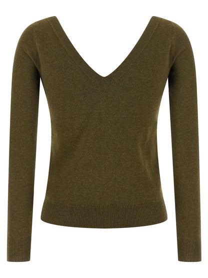 Cardigan by Saint Laurent for women in cashmere bicolour & green features an crisp silhouette, showcasing a sophisticated v-neck neckline and detail for a truly crisp finish.