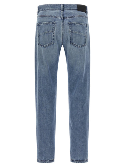 Jeans by Fendi for men in denim cotton light-blue features a refined silhouette with a refined straight-leg, defined by a and a refined long for a refined finish.