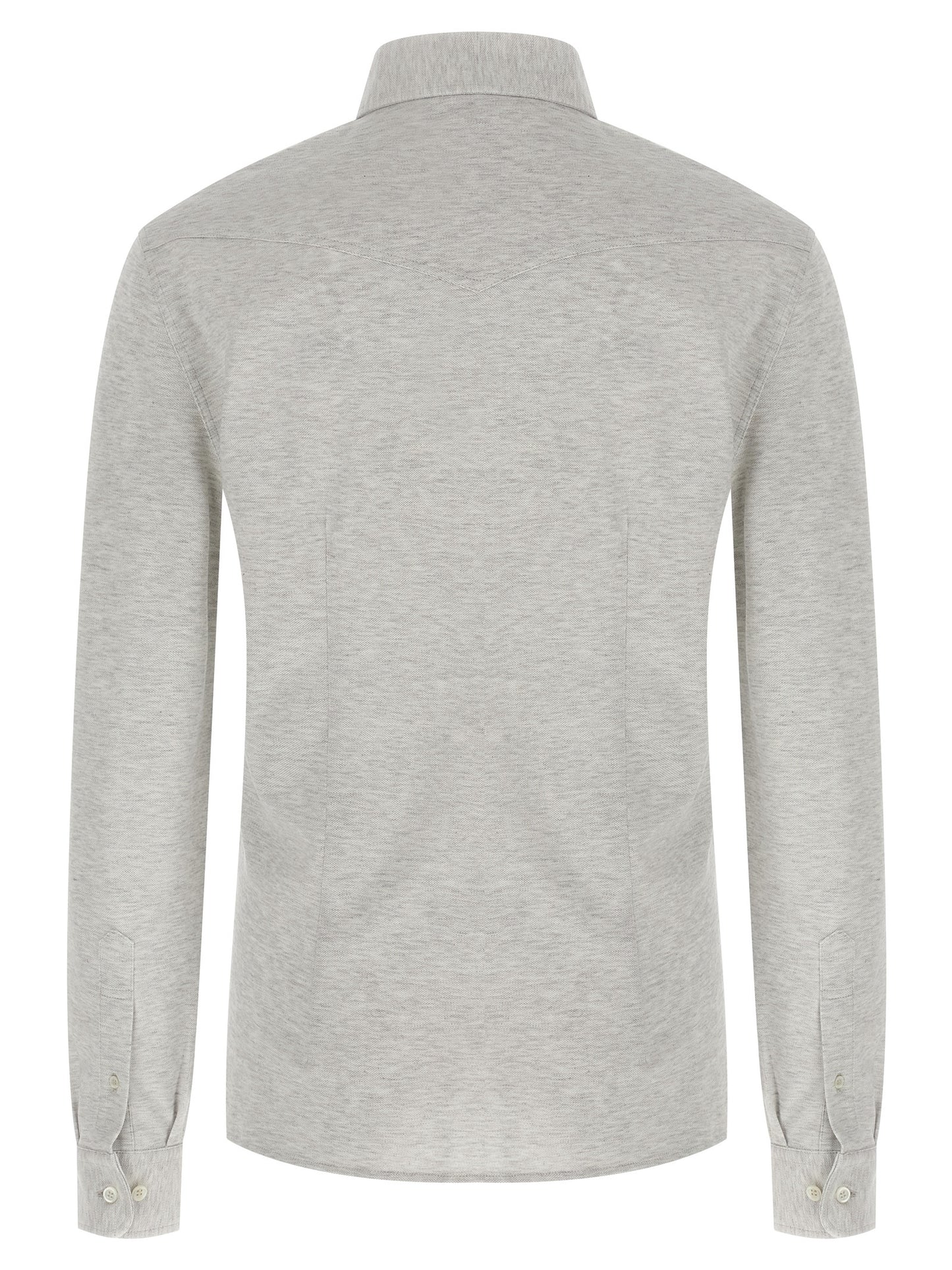 Shirt by Brunello Cucinelli for men in cotton gray showcases a sharp silhouette, elegantly detailed with a sharp and sharp .