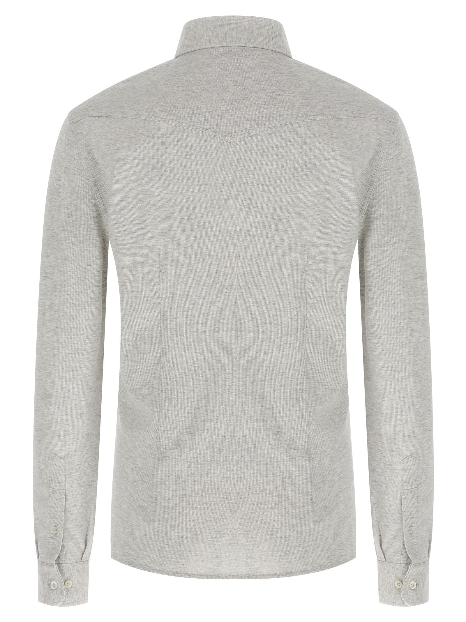 Shirt by Brunello Cucinelli for men in cotton gray showcases a sharp silhouette, elegantly detailed with a sharp and sharp .
