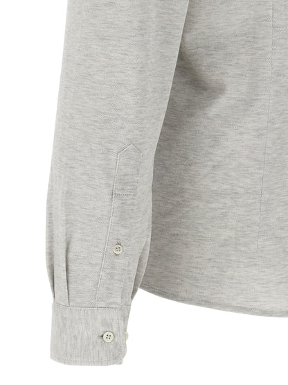 Shirt by Brunello Cucinelli for men in cotton gray, featuring a nuanced and nuanced for a sophisticated finish.