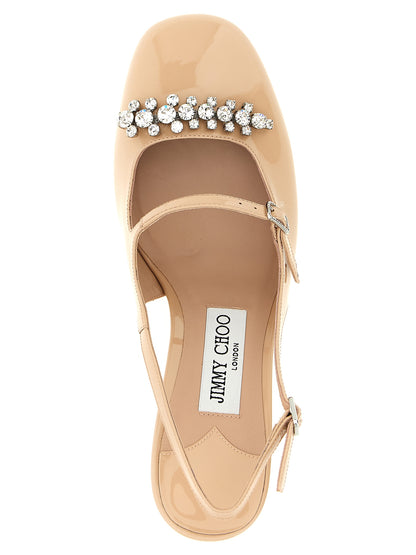 Mid-Heel Slingback Pumps Heels by Jimmy Choo for women in patent leather & crystal multicolor & pink showcases a exquisite silhouette, perfectly accentuating Women's Patent Leather & Crystal Mid-Heel Slingback Pumps Heels with a exquisite mid-heel and exquisite square toe style.