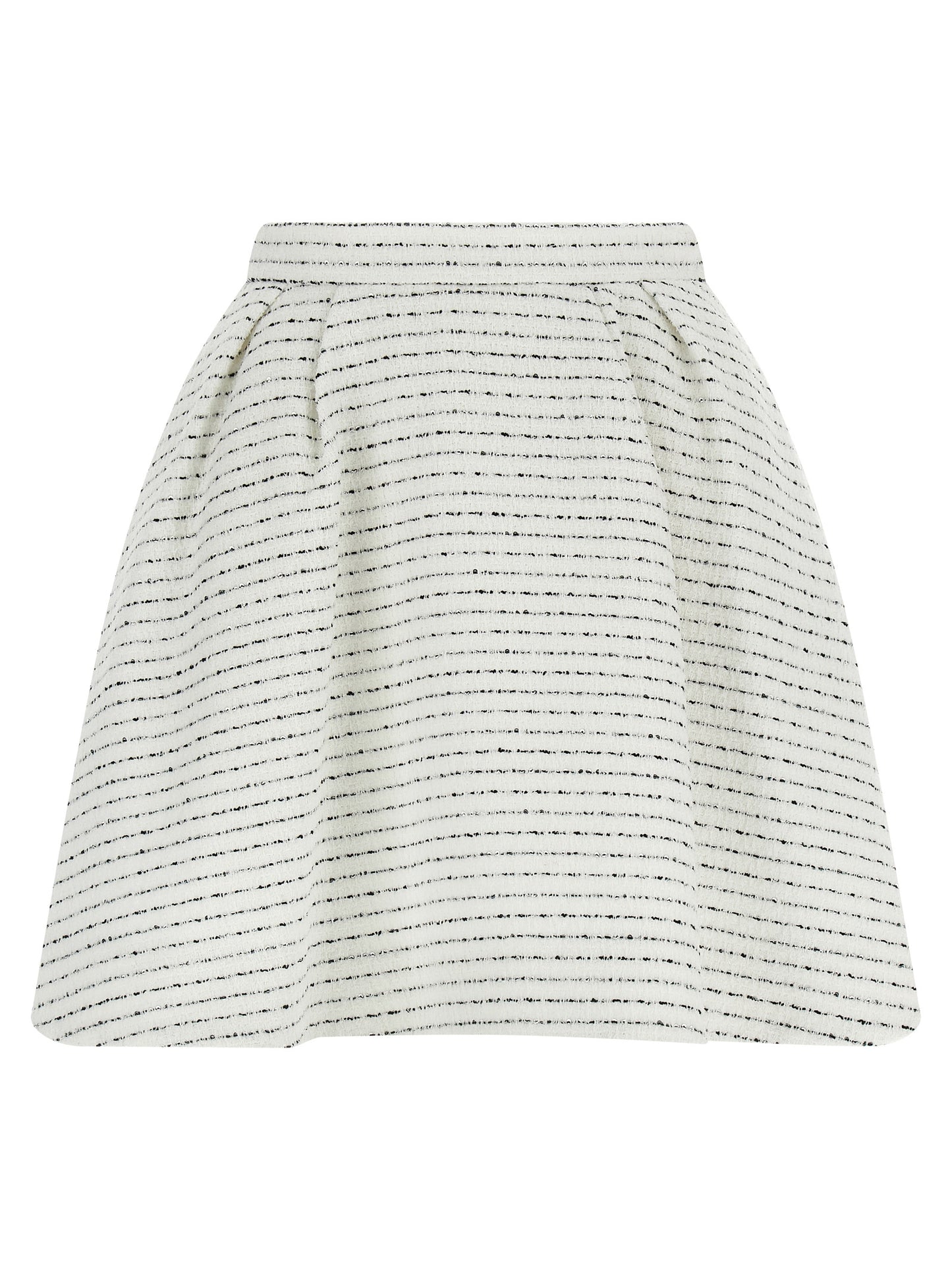 Skirt by Alessandra Rich for women in poly cotton tweed & sequins white showcases a sultry silhouette, elegantly defined by its mini long and the sophisticated sultry design of the Women's Poly Cotton Tweed & Sequins Mini Long Skirt.