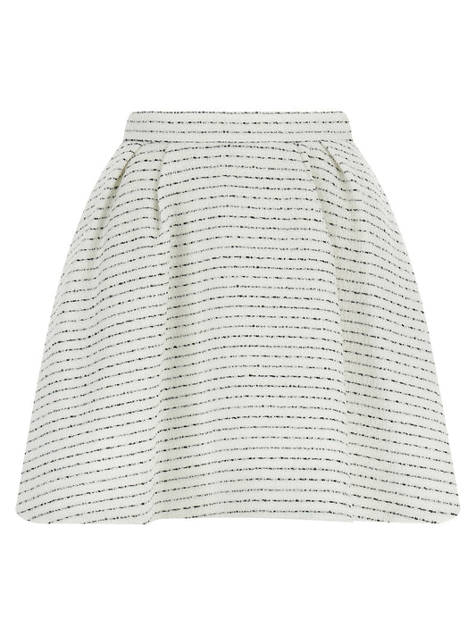 Skirt by Alessandra Rich for women in poly cotton tweed & sequins white showcases a sultry silhouette, elegantly defined by its mini long and the sophisticated sultry design of the Women's Poly Cotton Tweed & Sequins Mini Long Skirt.